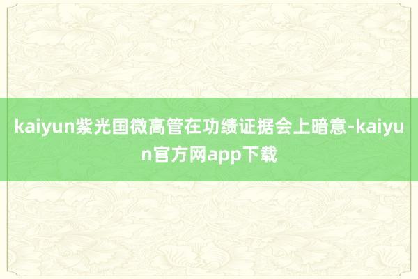 kaiyun紫光国微高管在功绩证据会上暗意-kaiyun官方网app下载