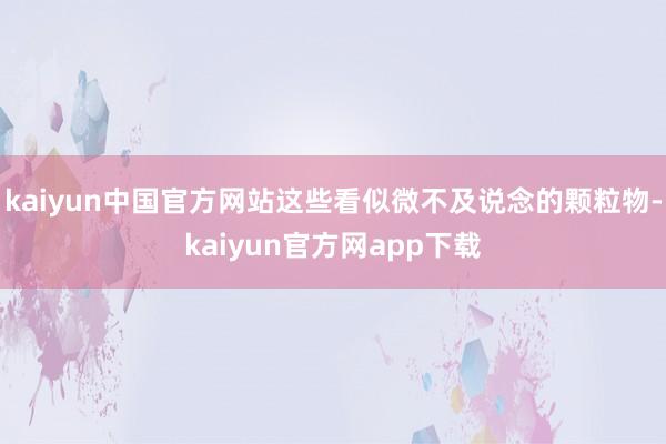 kaiyun中国官方网站这些看似微不及说念的颗粒物-kaiyun官方网app下载
