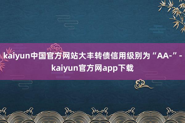 kaiyun中国官方网站大丰转债信用级别为“AA-”-kaiyun官方网app下载